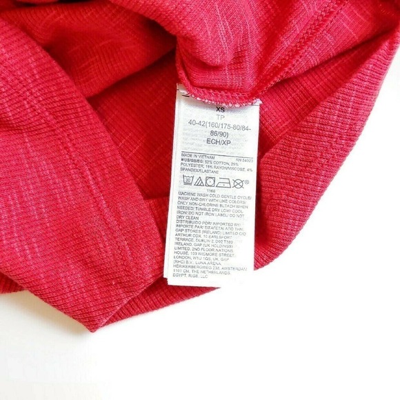 New Split Neck LS Tee XS Red Notch Gap Body - Picture 4 of 4